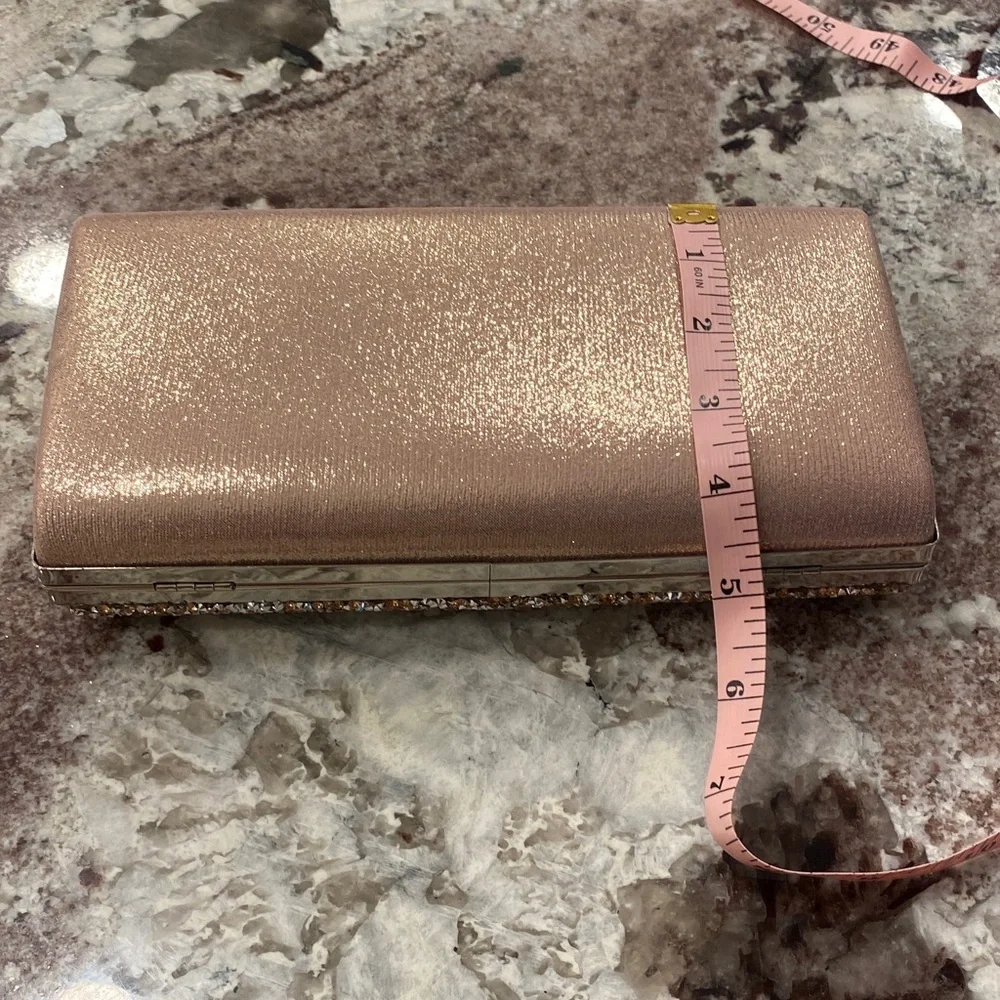 Gold Rhinestone Evening Clutch Bag Sparkly Formal Wedding Party Purse - Picture 10 of 11